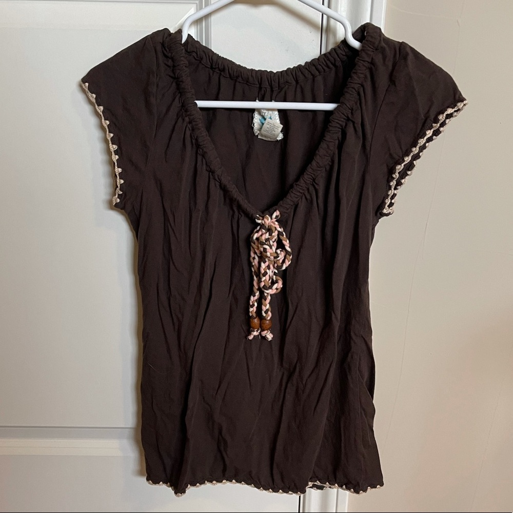 Anthropologie Shortsleeved Tie Top